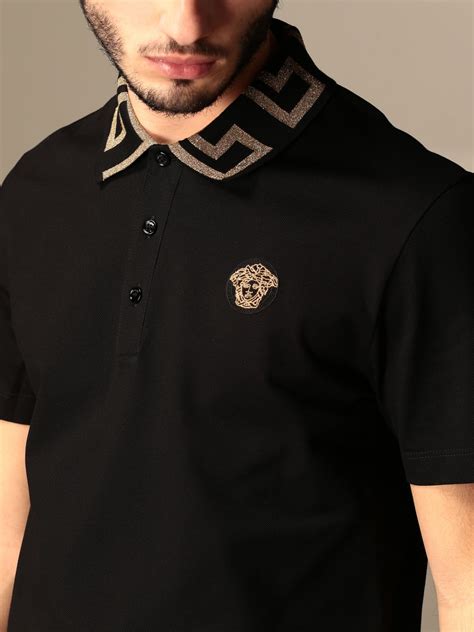 versace collection pique polo t shirt black|gianni versace t shirt.